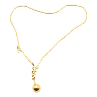 1990s Gurhan Vertigo Yellow Gold Lariat Beaded Spiral Necklace For Sale