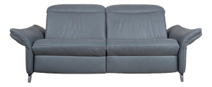 Himolla 1065 Leather Two-Seater Blue Grey Electric Function Sofa