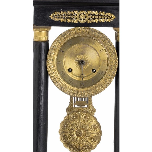 Clocks - Napoleon III Portico Clock - 19th Century. French, 19th century; Napoleon III style; in darkened wood with gilded...