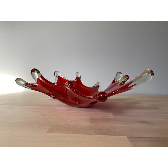 Red 1960s Large Mid-Century Red Pop Art Splash Murano Glass Bowl For Sale - Image 8 of 12
