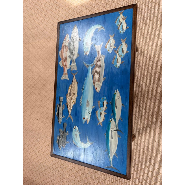 Hand made coffee table made of premium pine wood. Painted by the artist with fish common in the Northeast US. Painted with...