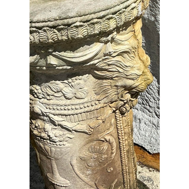 Vintage Regency Cast Cement Swag Pedestal For Sale - Image 9 of 14