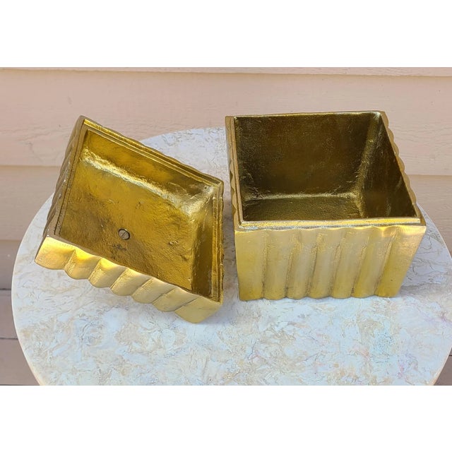 Estate Gold Tone Metal Lidded Box by Tozai Home For Sale - Image 4 of 10