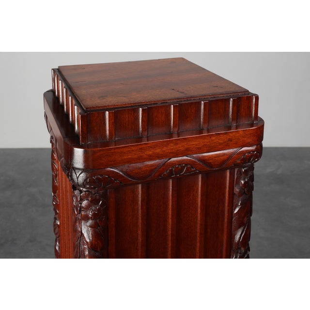 Art Deco French Square Oak Pedestal, 1915 For Sale - Image 4 of 12