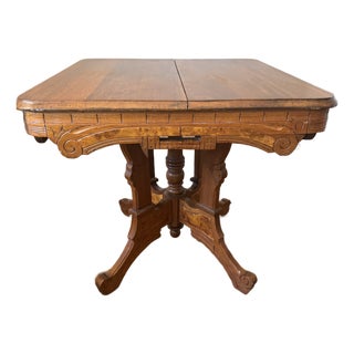 Late 19th Century Eastlake Walnut Parlor Table With Burl Inlays For Sale