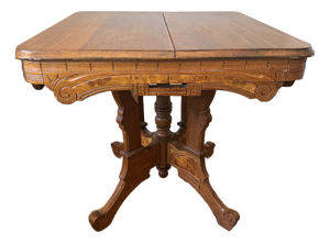 Late 19th Century Eastlake Walnut Parlor Table With Burl Inlays