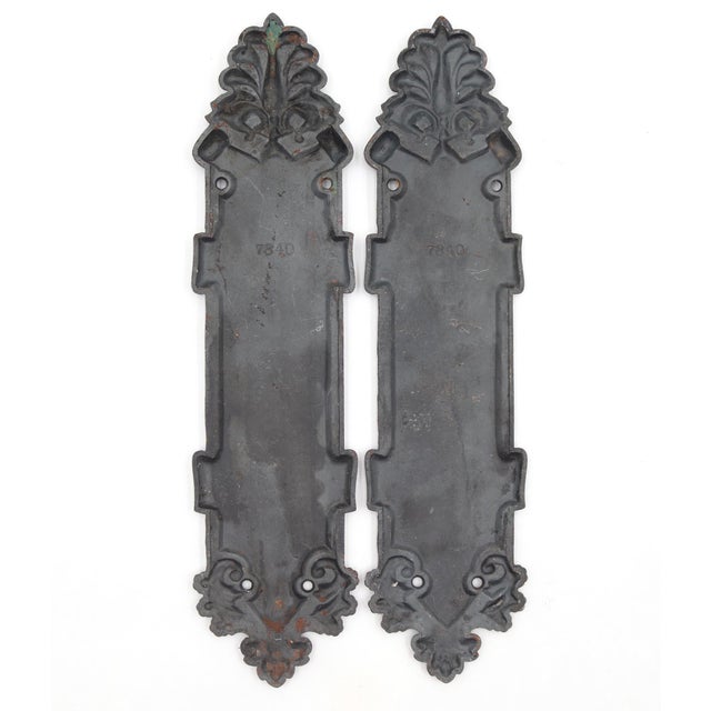 Pair of Victorian 12.125 In. Steel Door Push Plates For Sale - Image 4 of 5