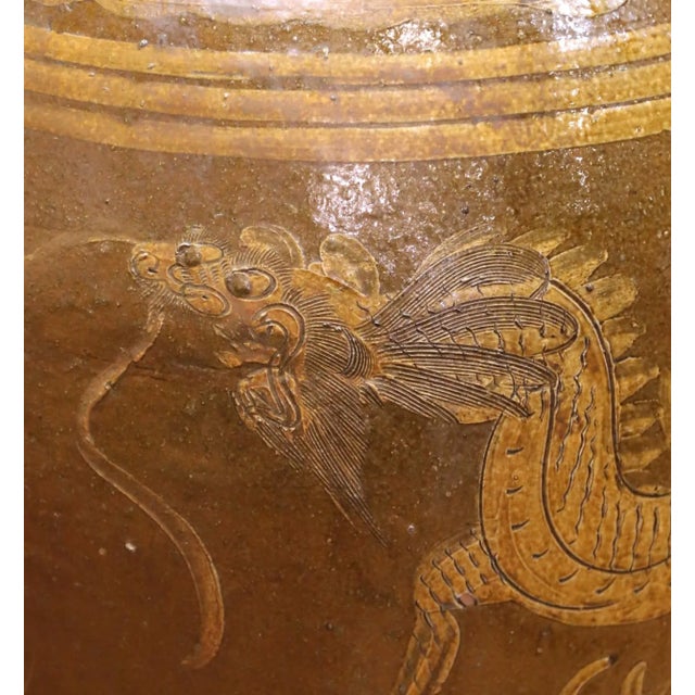 Ceramic Pair of 19th Century Thai Glazed Earthenware Dragon Jars For Sale - Image 7 of 16