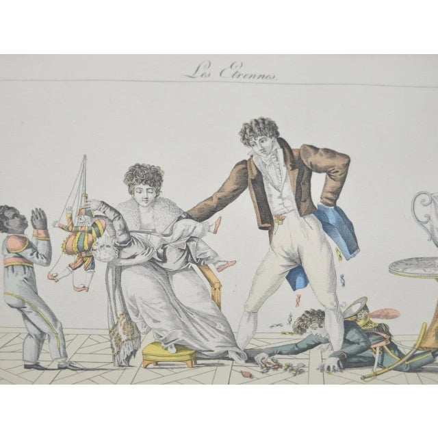 French "New Year's Gifts" Hand Colored French Engraving For Sale - Image 3 of 7