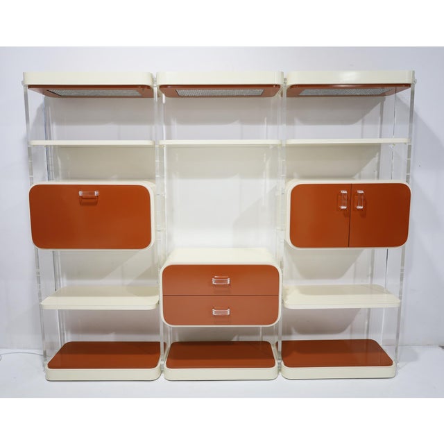 Mid-Century Modern Laminate and Lucite Modular Wall Unit/Etagere/Dry Bar, Milo Baughman Style For Sale - Image 3 of 9