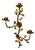 Hollywood Regency Gilt Tole Metal Triple-Arm Floral Wall Candle Sconce, 1970s For Sale