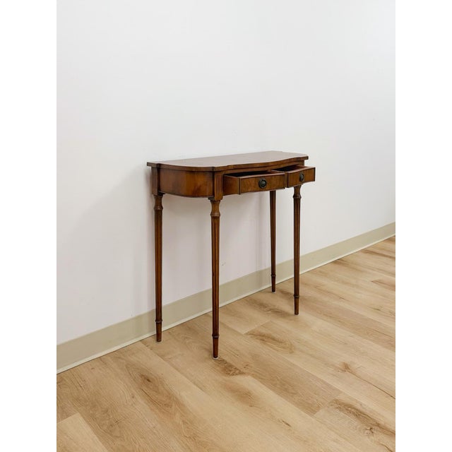 Mid 20th Century Antiqued Jaycee Furniture English Mahogany Wood Entry Table Sussex Handmade For Sale - Image 5 of 9