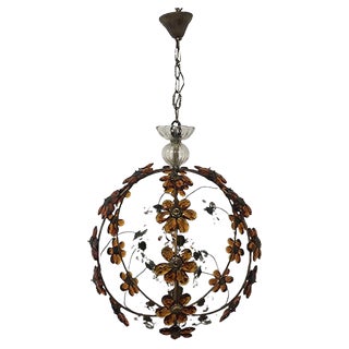 Vintage Pendant with Amber and Transparent Crystals For Sale