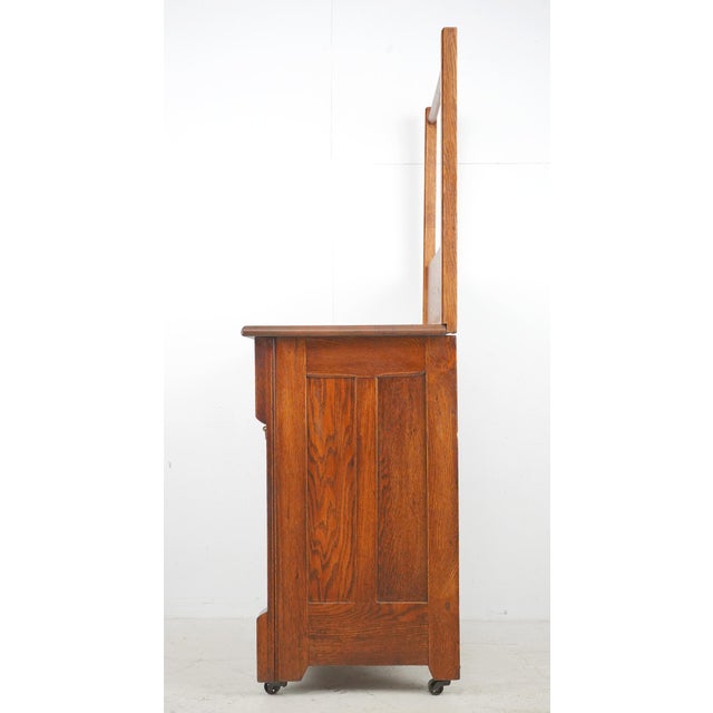 Brown Antique Victorian Oak Bedroom Washstand For Sale - Image 8 of 10