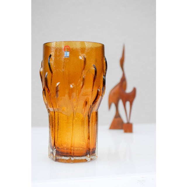 Vintage Finnish Art Glass Vase by Kaj Blomqvist for Humppila For Sale - Image 9 of 14