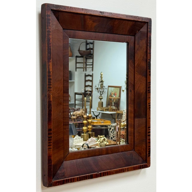 Farmhouse Vintage Rectangular Dark Tiger Wood Wall Mirror For Sale - Image 3 of 7