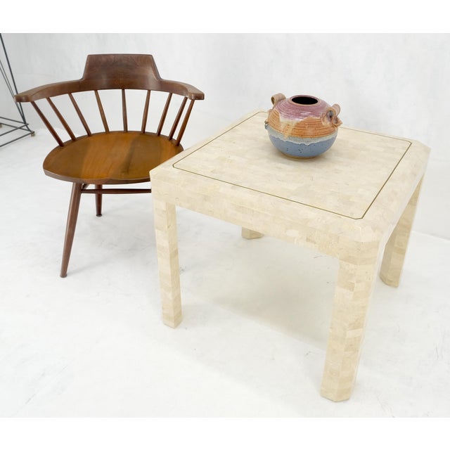 Tessellated Stone Marble Tile 26x26 Square Side Occasional Lamp Table For Sale - Image 11 of 12