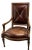 Italian 1 of 2 18c Style Hendrix Allardyce Tufted Leather Giltwood Arm Chair For Sale - Image 3 of 7