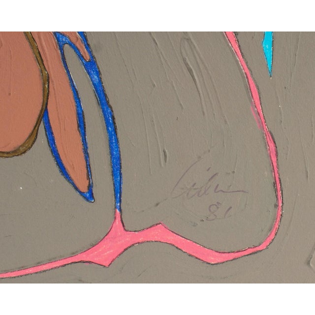 Postmodern 1981 Abstract Mixed Media Painting by Harry Hilson For Sale - Image 3 of 7