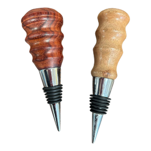 1980s Wood Turned Wine Bottle Stopper