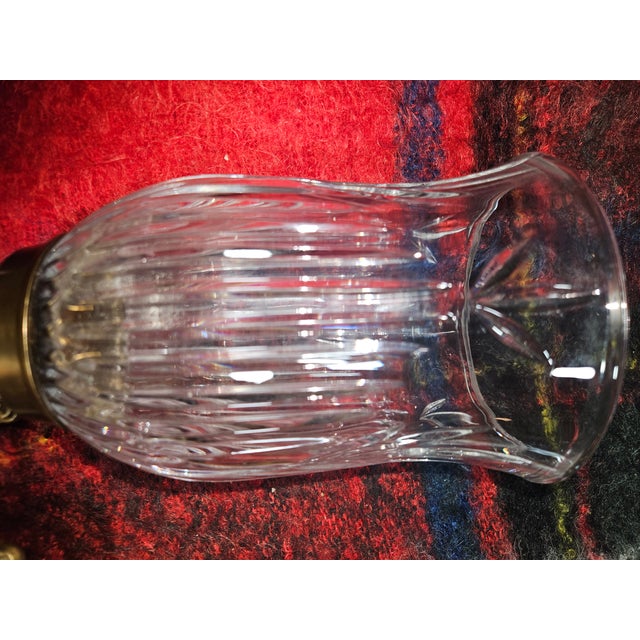 Vintage Brass Wall Candle Sconces With Etched Glass Torch, Set of Two For Sale - Image 4 of 5