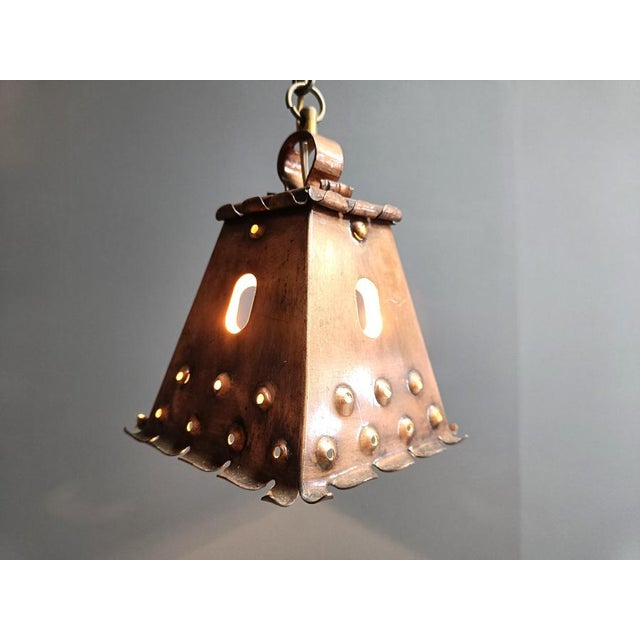 Brutalist Copper Pendant Light, 1970s For Sale - Image 12 of 13