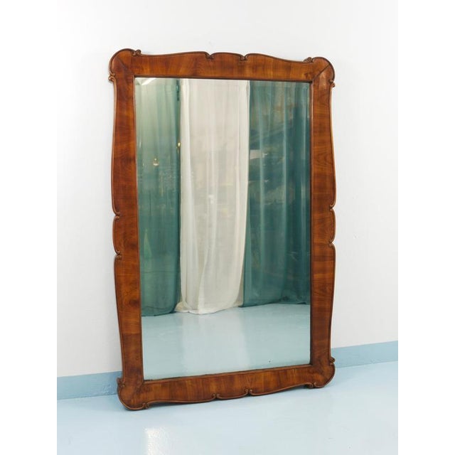 Large Biedermeier Carved and Scalloped Cherry Wood Wall Mirror, Vienna, 1850 For Sale - Image 3 of 13