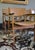 Set of 4 very cool Jens Risom style walnut arm chairs by Gunlock Chair Company. Great rare mid century modern detailing...