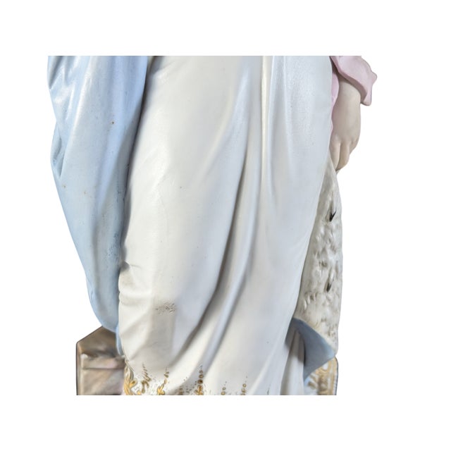 Ceramic Late 19th Queen Louise of Prussia Hand Painted Large Porcelain Figurine Bisque 13.5" Tall For Sale - Image 7 of 12