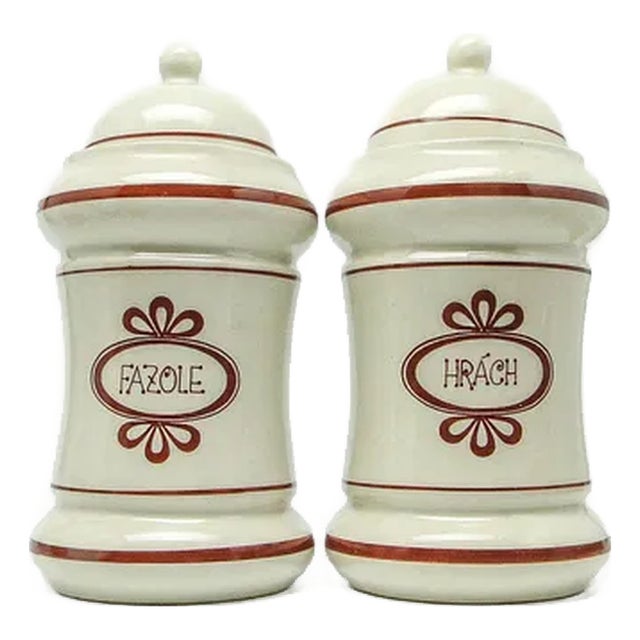 Art Deco Style Grains Container, Former Czechoslovakia, 1950s, Set of 2 For Sale