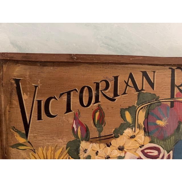 Victorian Hand-Painted Victorian Rose Flower Shop Rustic Farmhouse Sign For Sale - Image 3 of 6