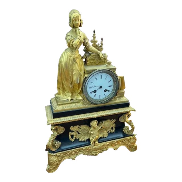 Antique French Bronze Mantle Clock For Sale