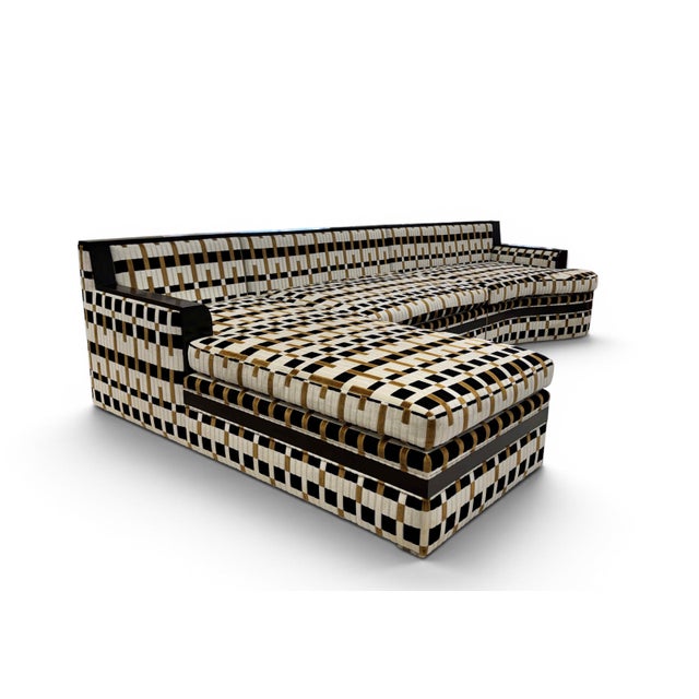 Wood Mid-Century-Modern Geometric Velvet Sectional Attr to Milo Baughman for Thayer Coggin For Sale - Image 7 of 18