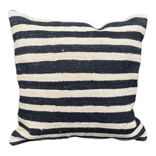 Turkish Hemp Pillow Cushion Natural Beige Black Cushion Cover 20"x20" For Sale