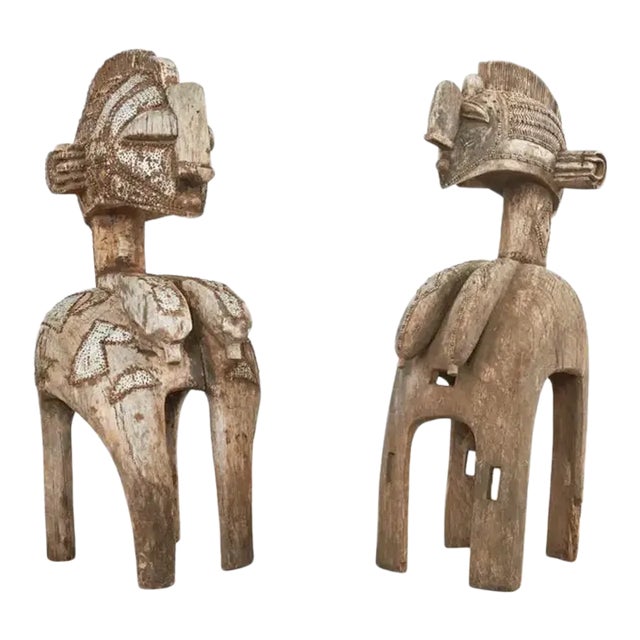 Pair of West African Baga Nimba Carved Fertility Mask Sculptures For Sale