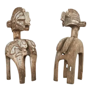 Pair of West African Baga Nimba Carved Fertility Mask Sculptures