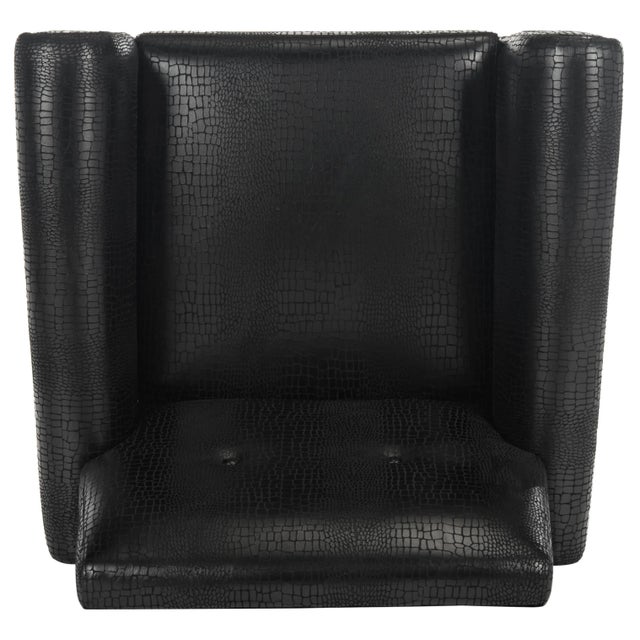 Retro Mid Faux Leather Accent Chair in Black For Sale In Philadelphia - Image 6 of 9