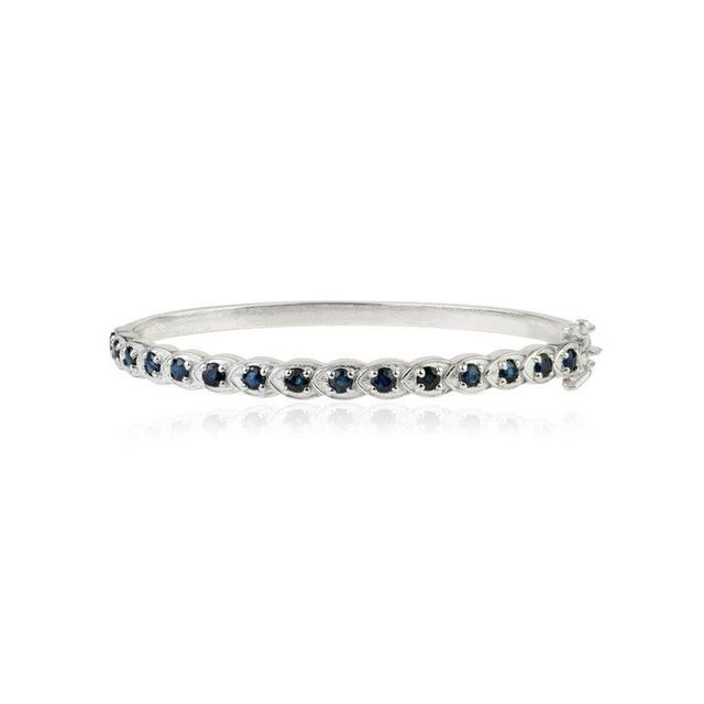 Sterling Silver Pavé Set Sapphire Bangle Bracelet For Sale - Image 6 of 10
