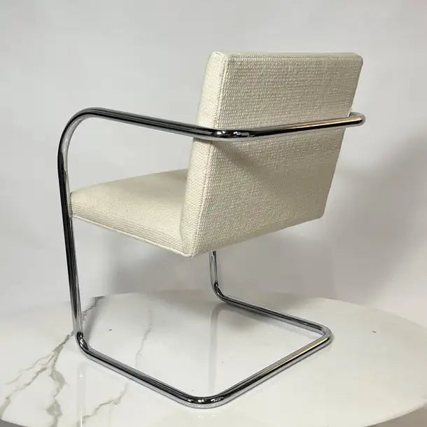 White Mies Van Der Rohe for Knoll Modernist Brno Chair in Knoll Cato Upholstery For Sale - Image 8 of 12