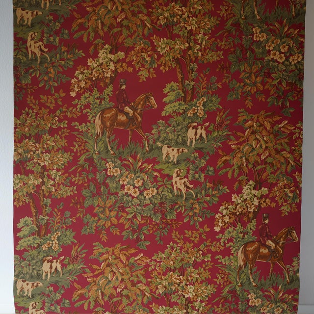 Late 20th Century Late 20th Century Deadstock Ralph Lauren Vinyl Fox Hunt Toile Wallpaper- 12 Rolls- For Sale - Image 5 of 10