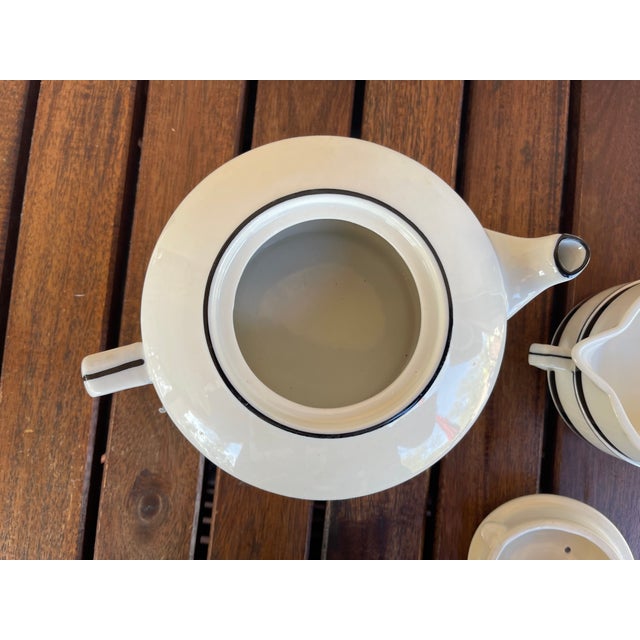 Ceramic 1930s Art Deco Japan Moriyama Black & White Stripe Ceramic Teapot For Sale - Image 7 of 7