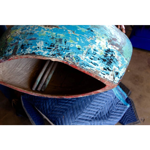 Turquoise Asian Wooden Painted Bell For Sale - Image 8 of 9