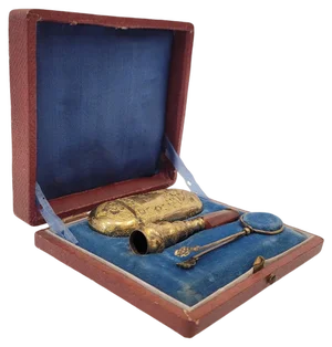 Napoleon III Pipe/Tobacco Set in Gilt Brass, France, 19th Century, Set of 4