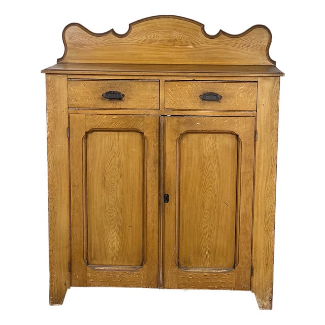 Antique Victorian Grain Painted Country Jelly Cupboard C. 1870 For Sale