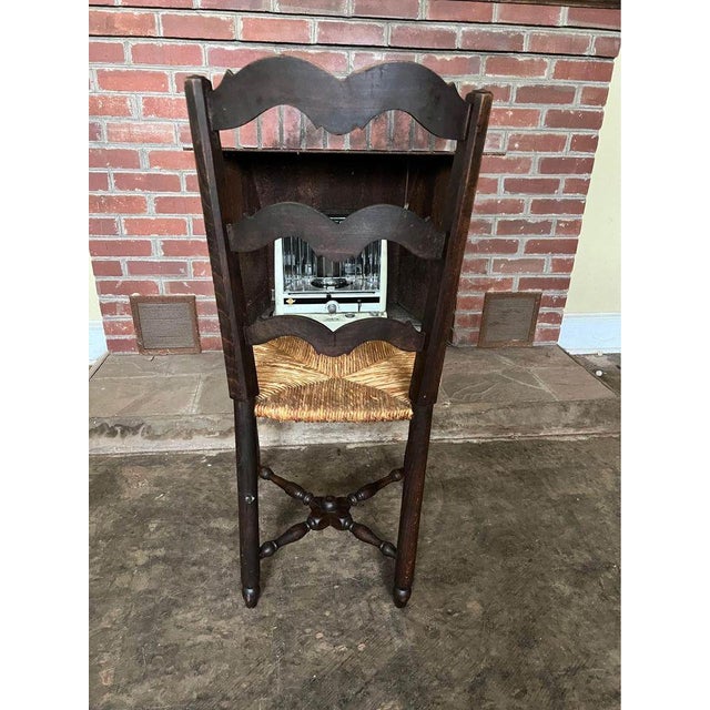 19th Century Pair of Antique French Provincial Style Oak Rush Seat Side Chairs For Sale - Image 10 of 10