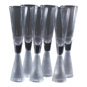 1970s Roost San Francisco Champagne Glasses Frosted Stems- Set of 6