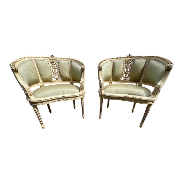 Late 18th Century Pair of Swedish Bergère Chairs in Louis XVI Style, Belle Epoque For Sale