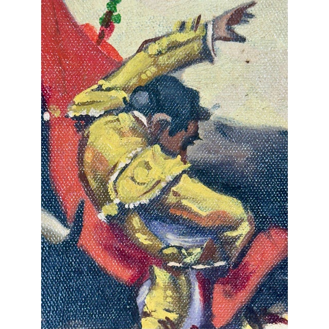 Paper Set of 3 Mid-Century Bullfighting Oil Paintings Signed J. Yepez. For Sale - Image 7 of 12