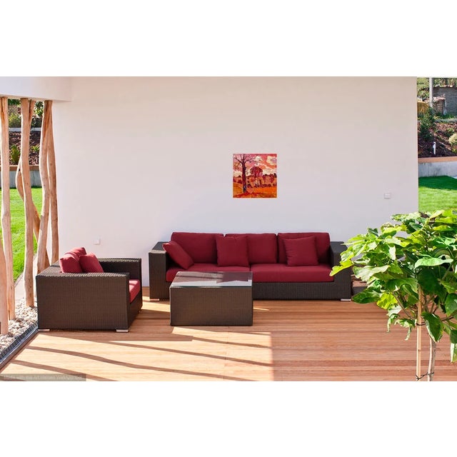 FREE Shipping - Red sky in a summer night in France. Painted with the finest oils on linen out of doors in the French...