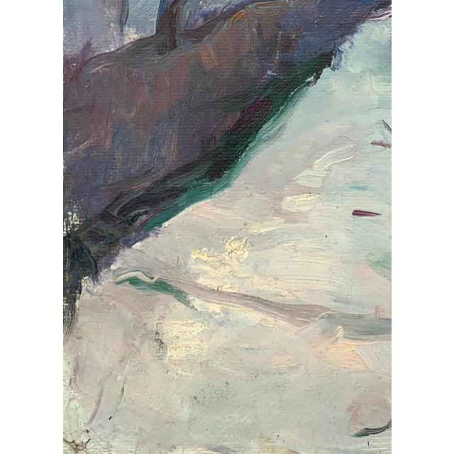 1970s Impressionism Winter Landscape Painting, Antique Art, 1970s 32-23 For Sale - Image 5 of 6